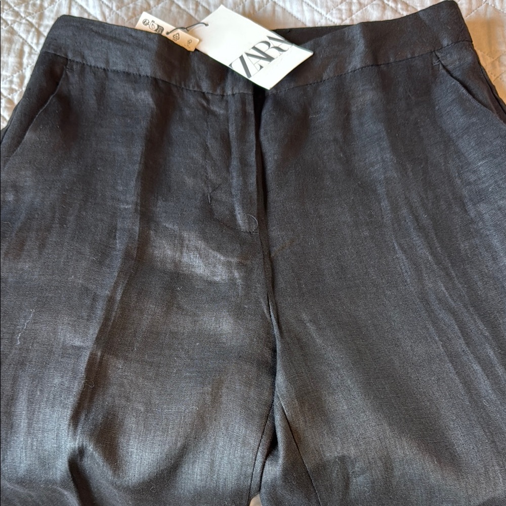 Zara Linen Straight Leg Pants